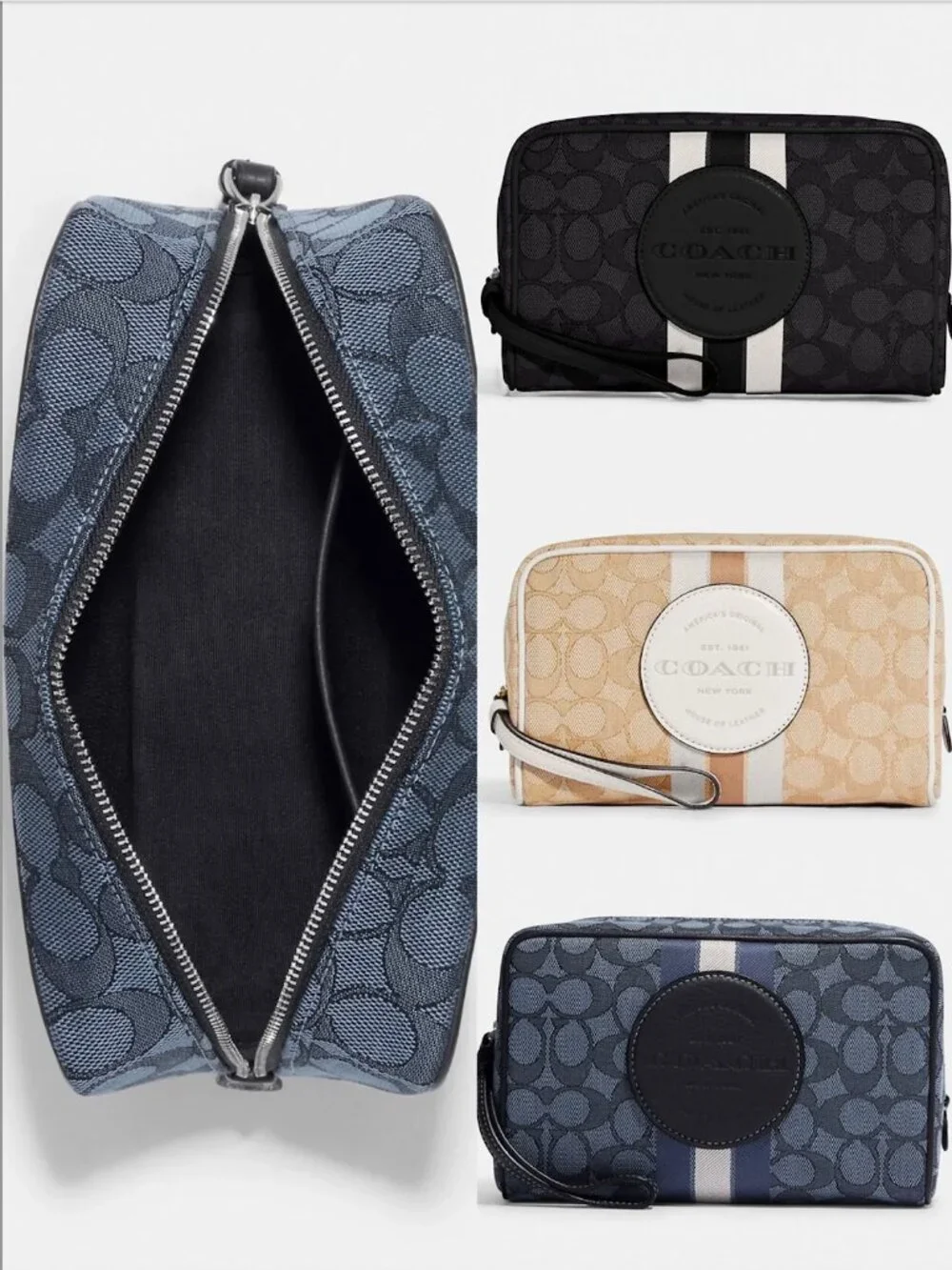 NWT Coach Dempsey Boxy Cosmetic Case 20 Blue Denim C9119